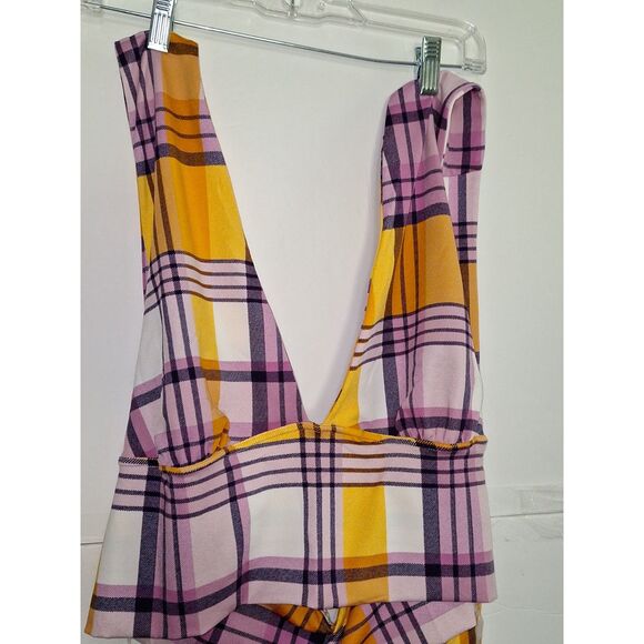 Paper + Tee Junior's  Halter Top Plus Sized Summer Boho Plaid Country NWT 2X - Picture 2 of 9